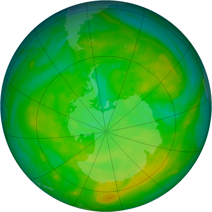 Antarctic ozone map for 23 December 1981